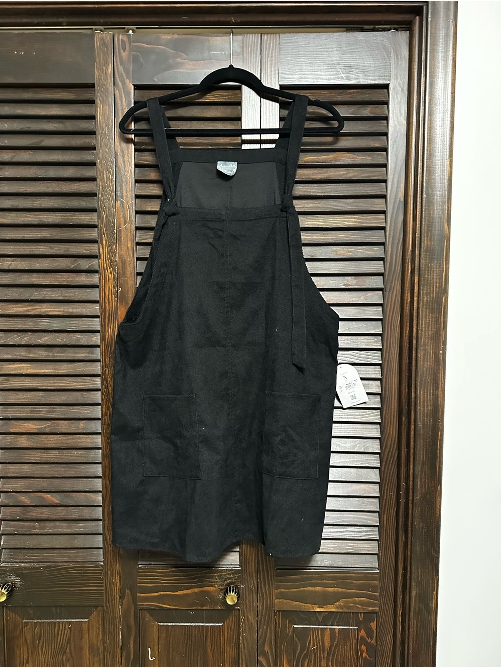 ARULA Black Corduroy Pinafore Apron Dress